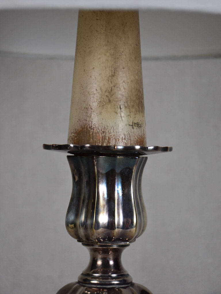 Louis XIV-style vintage lamp with silver plate bronze base 20¾"