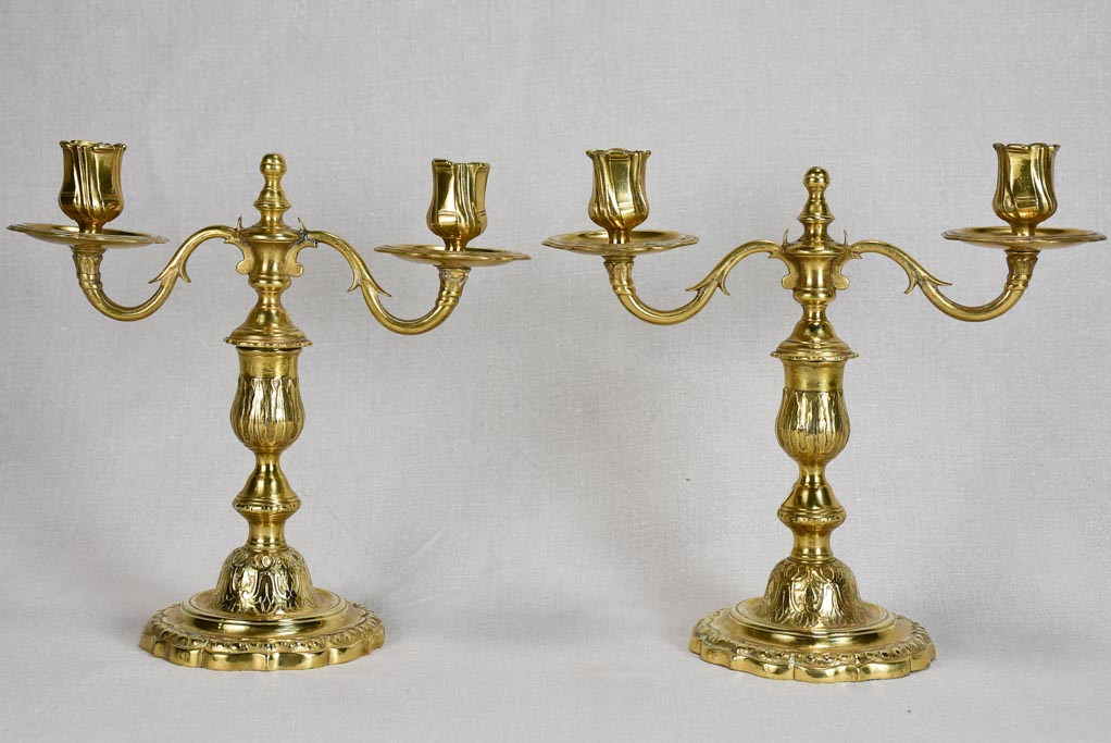 Pair of two-candle Louis XV candelabras bronze