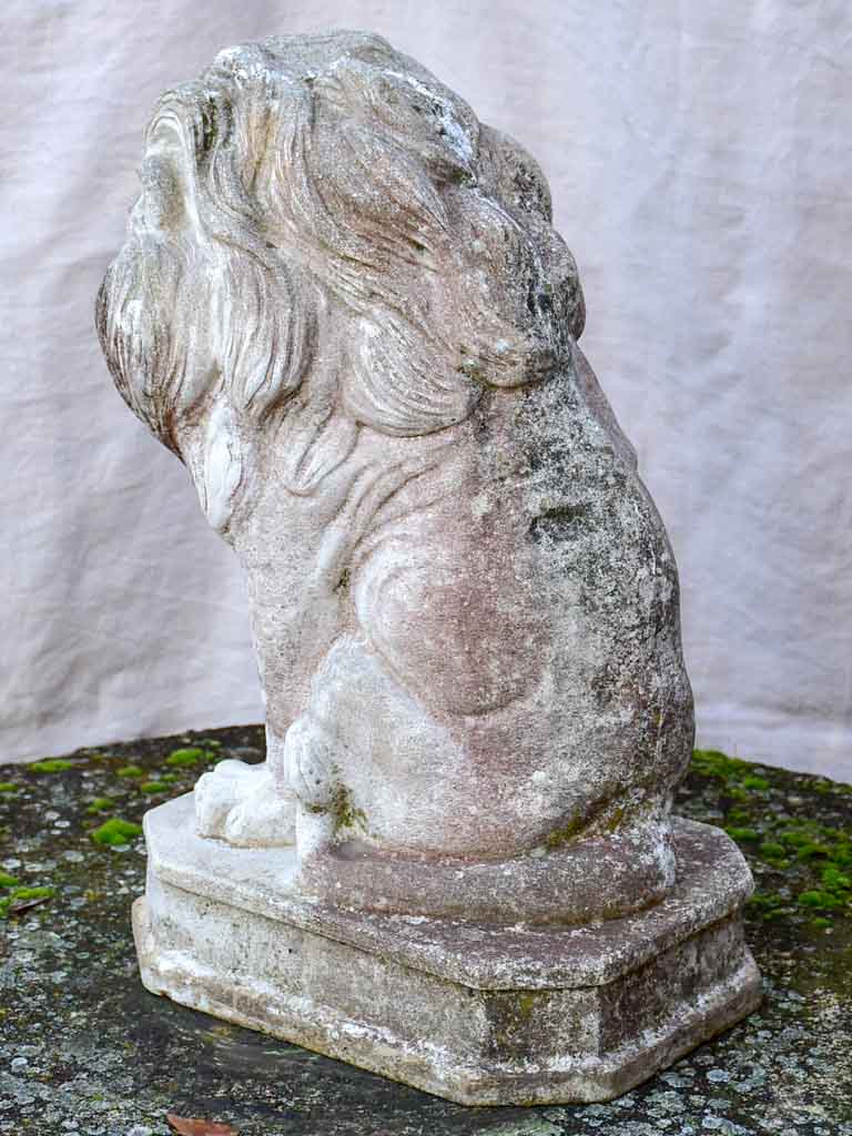 Pair of mid-century reconstituted stone lion garden sculptures