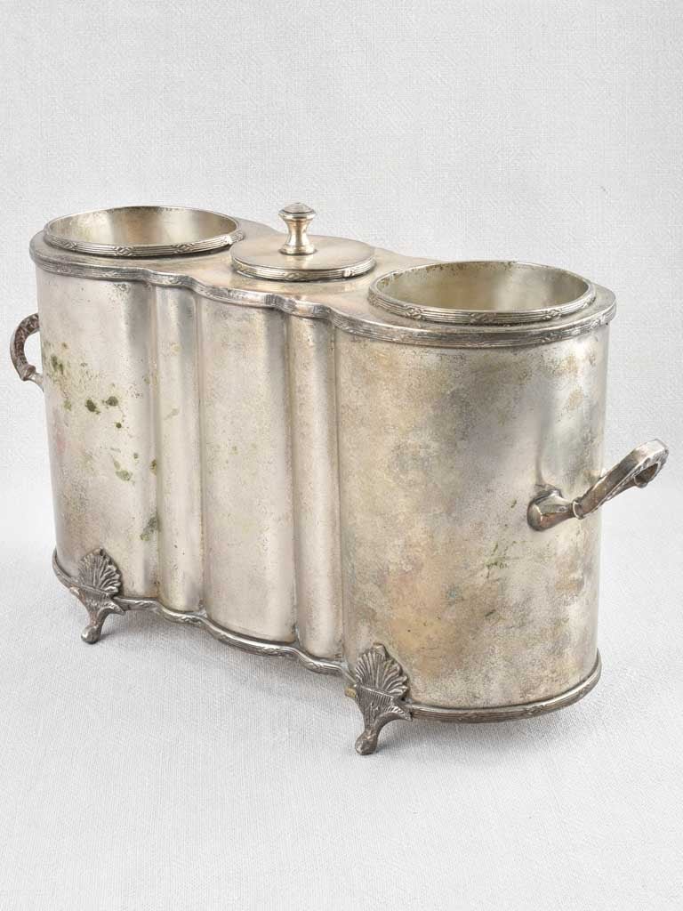 Silverplate antique French ice bucket 15¼"