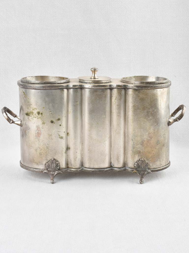 Silverplate antique French ice bucket 15¼"