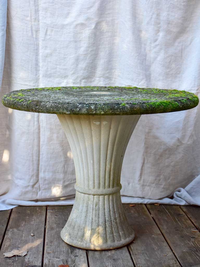 Mid century garden table with fluted base - reconsituted stone