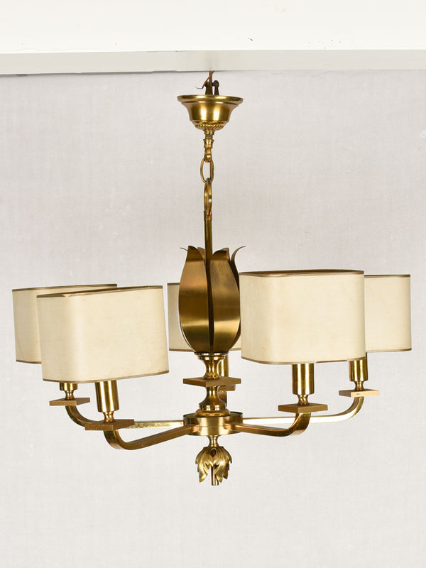 Antique French 5-fitting brass light