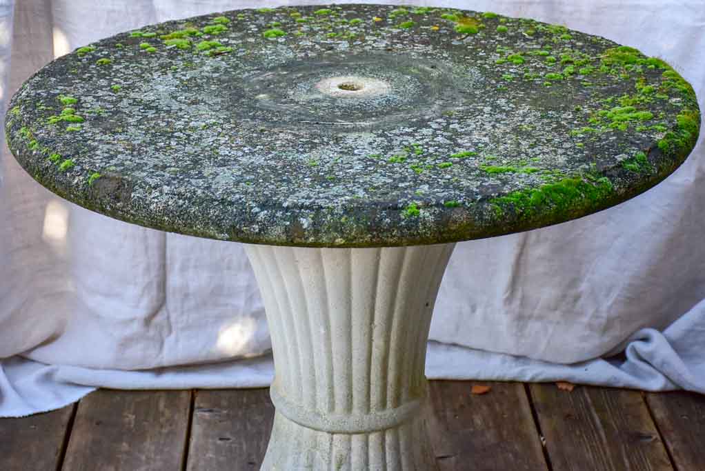 Mid century garden table with fluted base - reconsituted stone