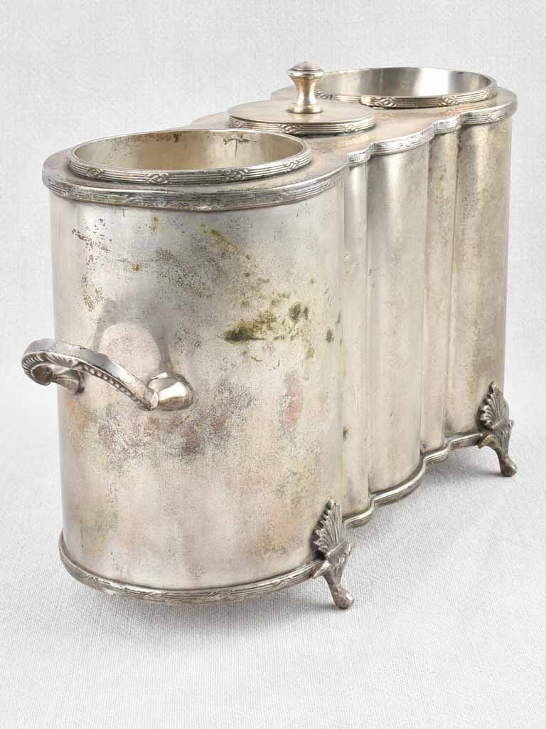 Silverplate antique French ice bucket 15¼"