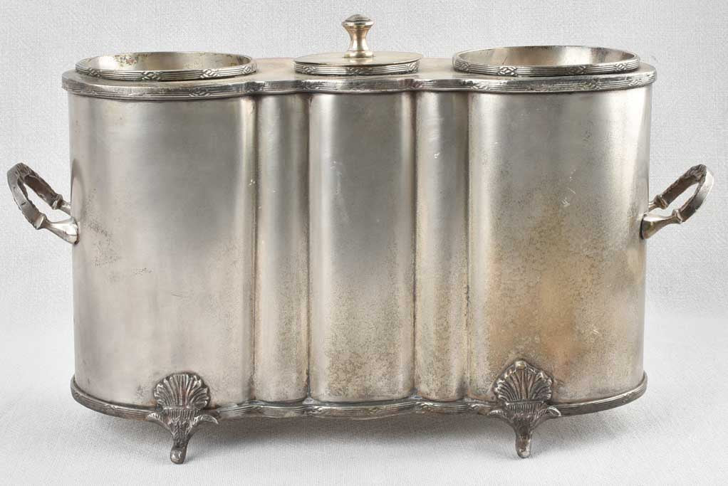 Silverplate antique French ice bucket 15¼"