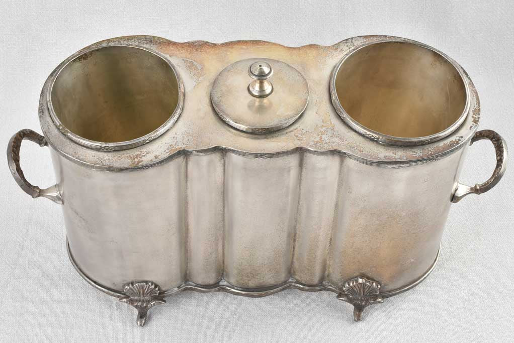 Silverplate antique French ice bucket 15¼"