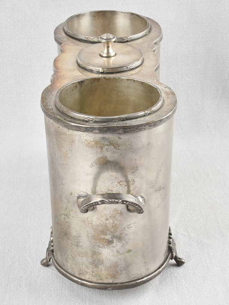 Silverplate antique French ice bucket 15¼"
