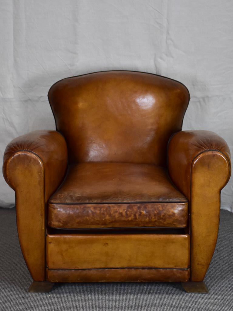 Classic mid century French leather club chair