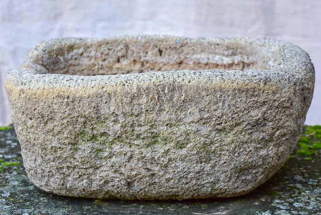 Antique French stone trough / basin 18½" x 14½"