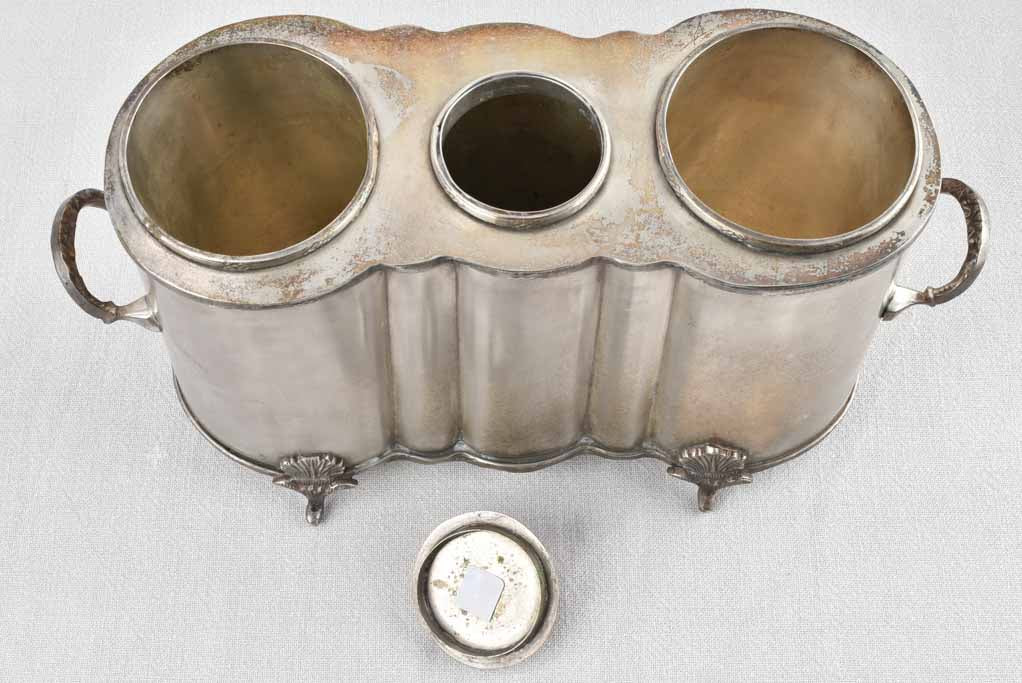 Silverplate antique French ice bucket 15¼"