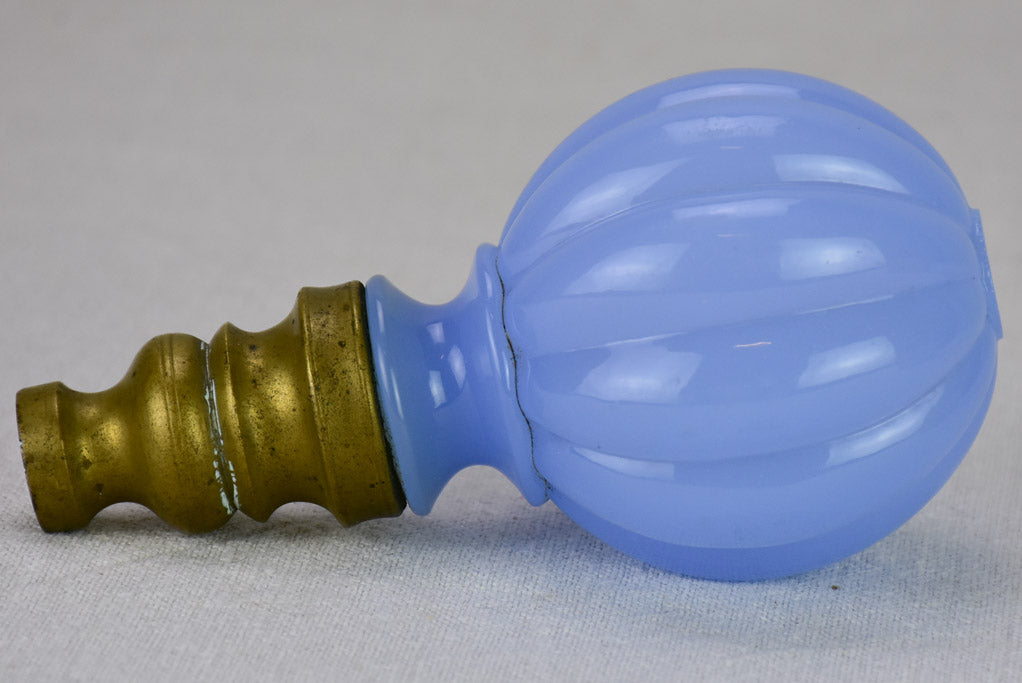 Napoleon III balustrade ball - blue opaline glass