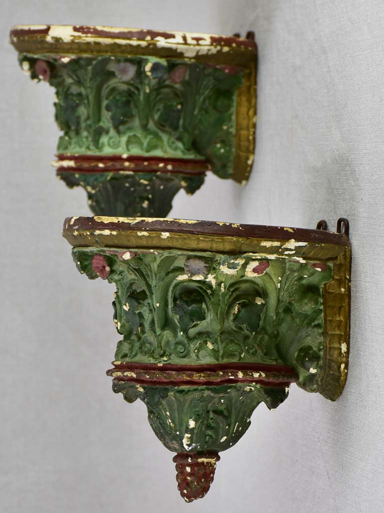 Pair of late 19th century French wall display shelves / pedestals 6¼"