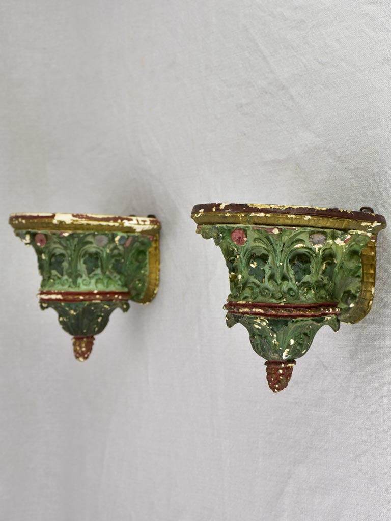 Pair of late 19th century French wall display shelves / pedestals 6¼"