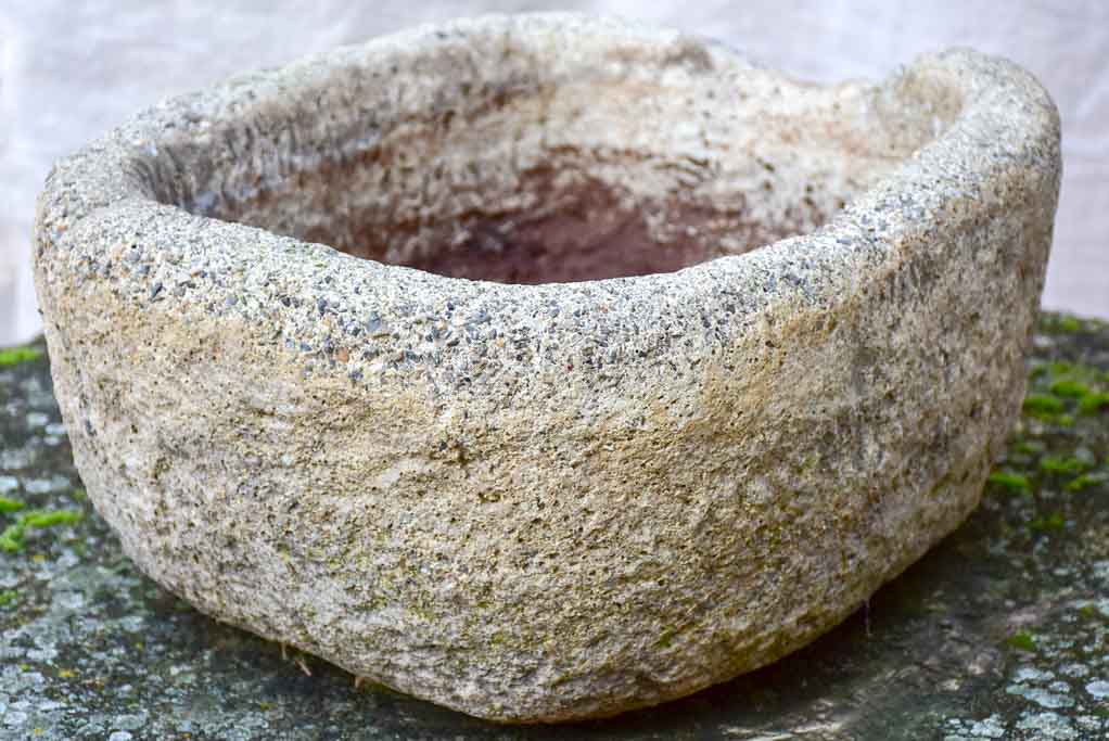 Antique French stone trough / basin 18½" x 14½"