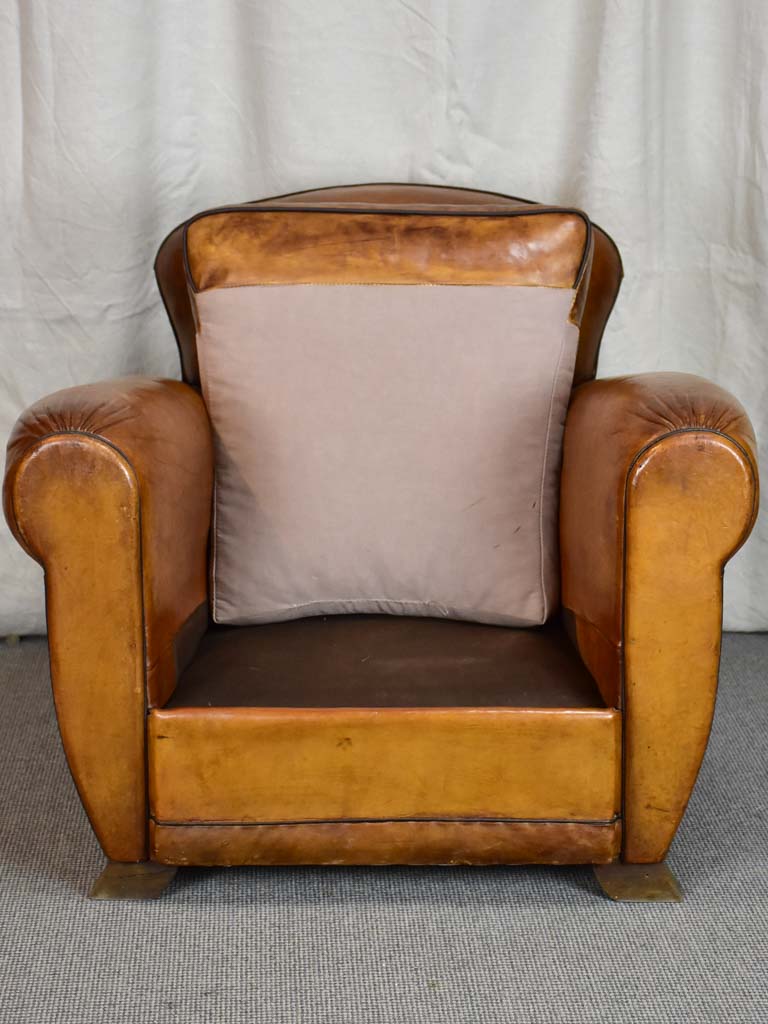 Classic mid century French leather club chair