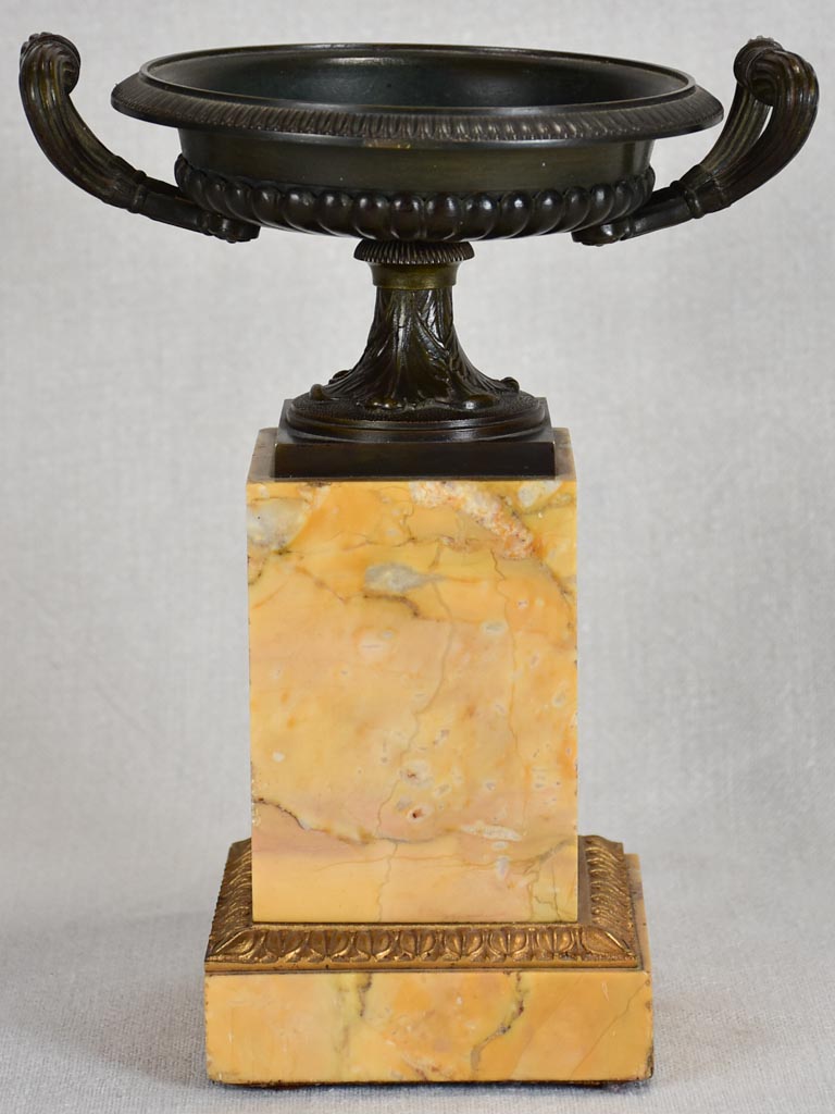 Antique French mantle decoration - cast iron Medici urn on marble base