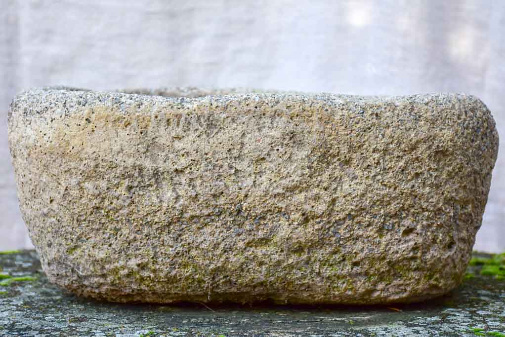 Antique French stone trough / basin 18½" x 14½"