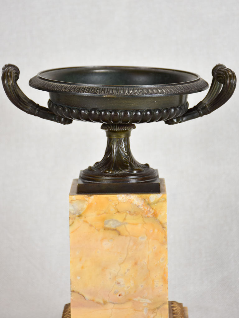 Antique French mantle decoration - cast iron Medici urn on marble base