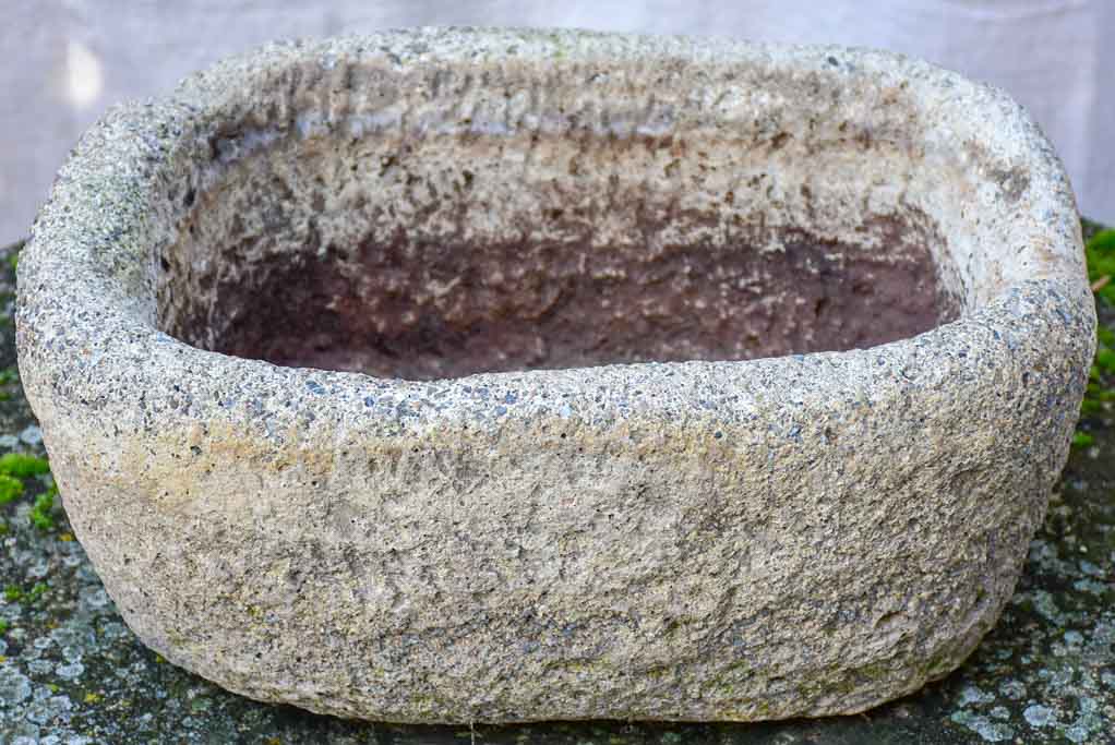 Antique French stone trough / basin 18½" x 14½"