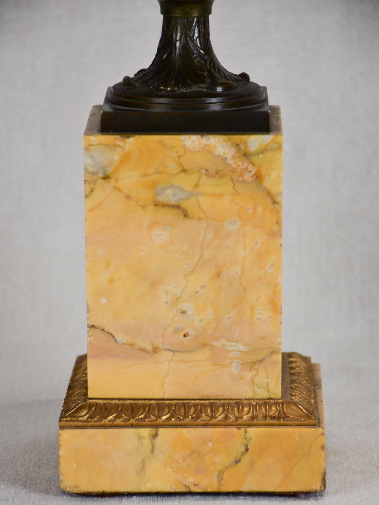 Antique French mantle decoration - cast iron Medici urn on marble base