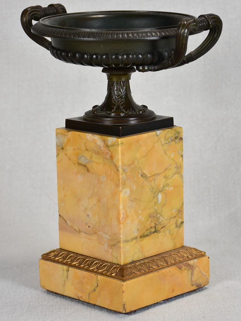 Antique French mantle decoration - cast iron Medici urn on marble base