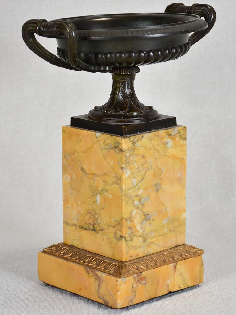 Antique French mantle decoration - cast iron Medici urn on marble base