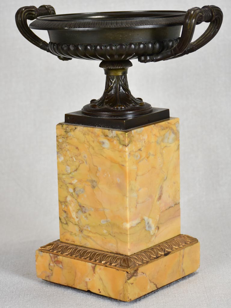 Antique French mantle decoration - cast iron Medici urn on marble base