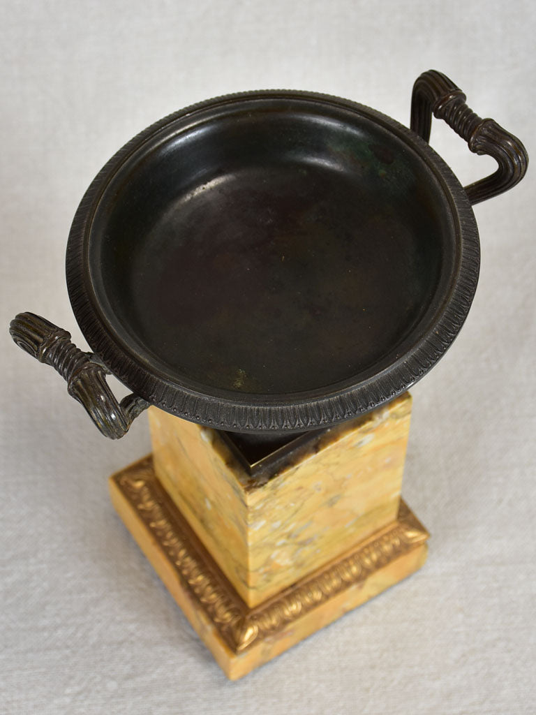 Antique French mantle decoration - cast iron Medici urn on marble base