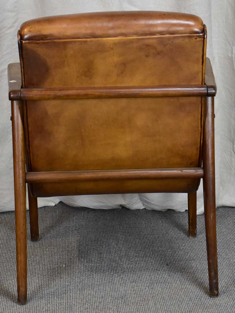 French mid century leather armchair