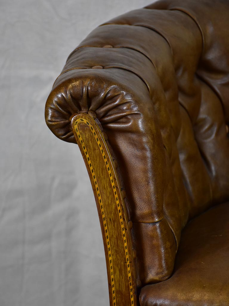 Pair of mid-century English leather armchairs