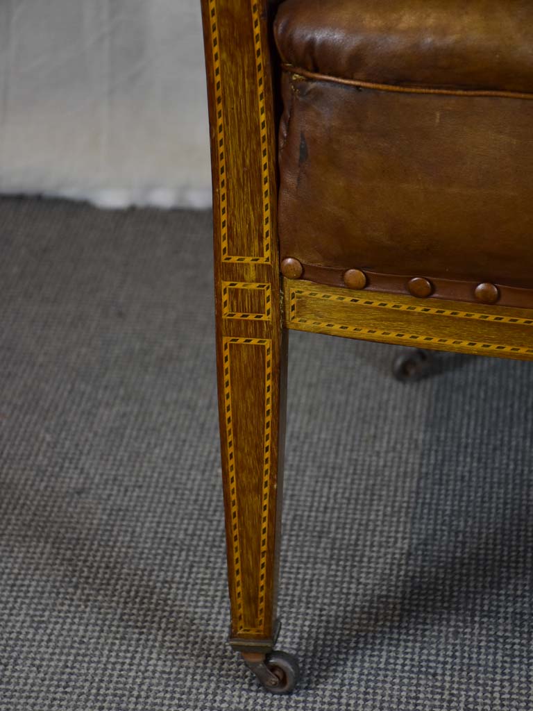 Pair of mid-century English leather armchairs