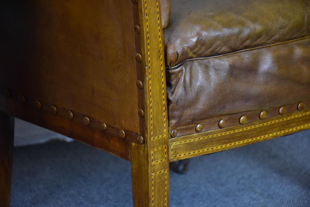 Pair of mid-century English leather armchairs