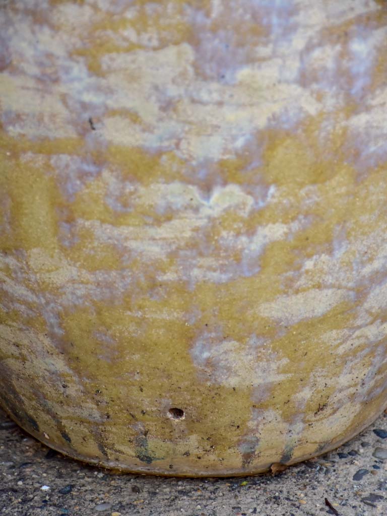 Large mid century terracotta pot with blue / brown / beige glaze 29¼"