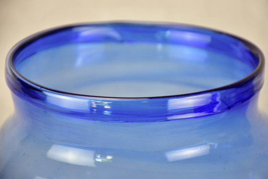 Pair of vintage blown glass jars - periwinkle blue 13½"