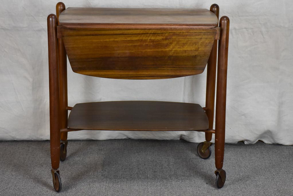 Mid century Vanson Scandinavian drop leaf rosewood table on wheels