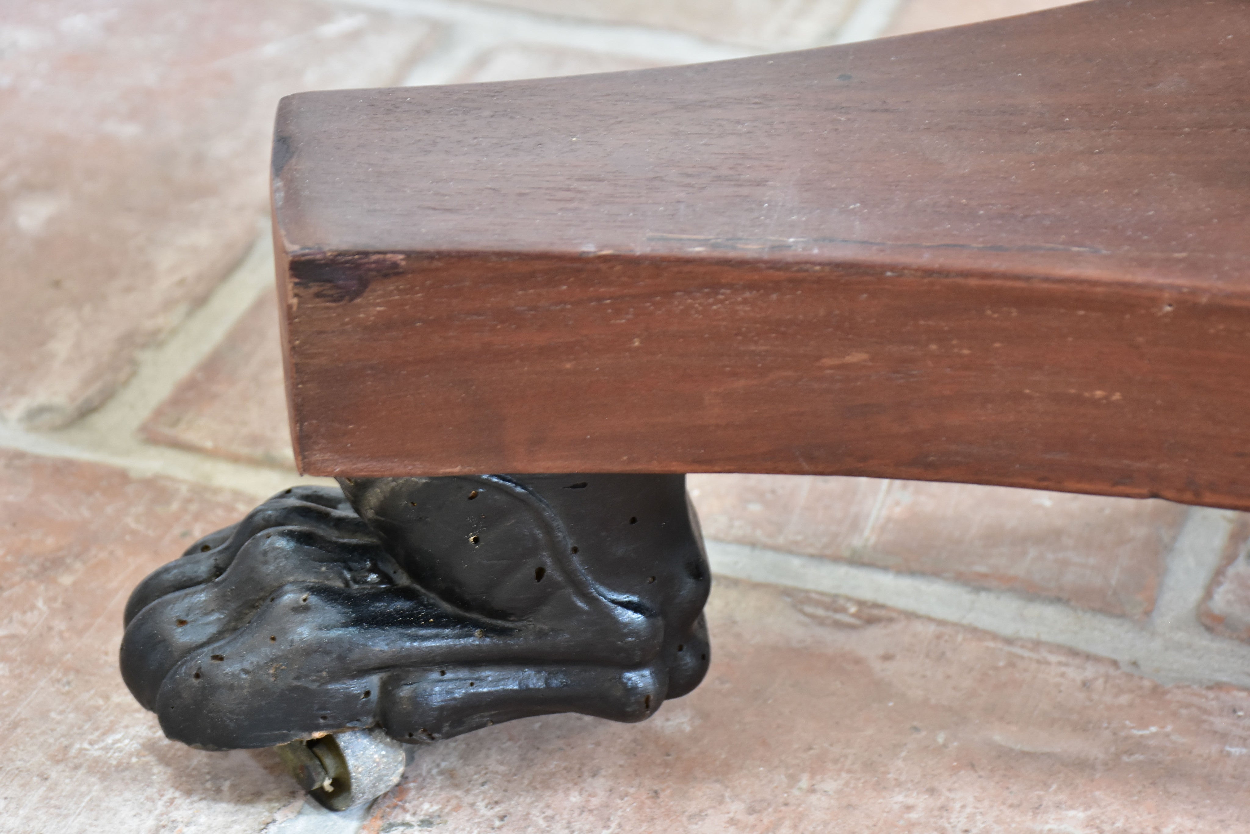Round French Empire marble and mahogany table