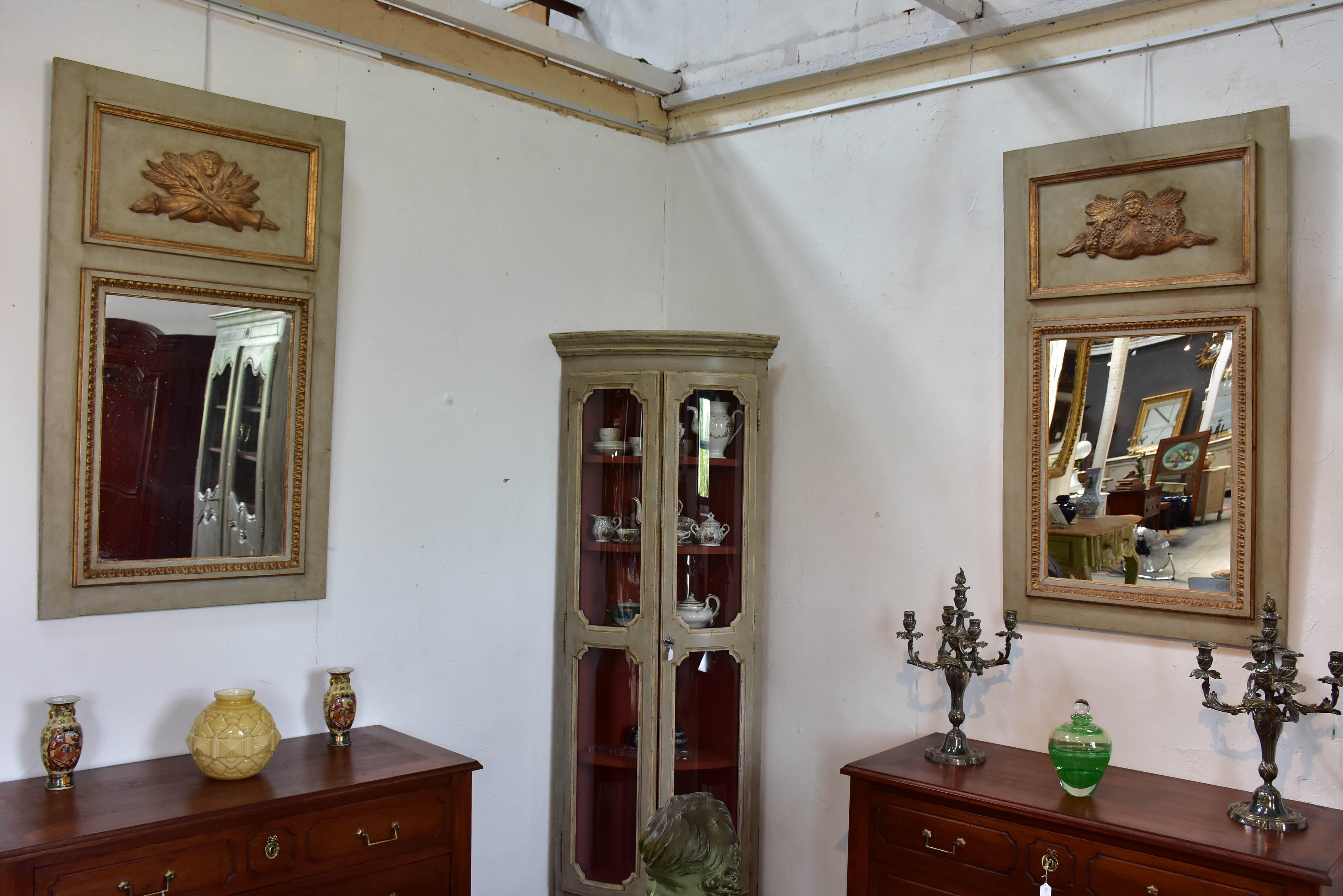 Pair of Antique French Trumeau mirrors