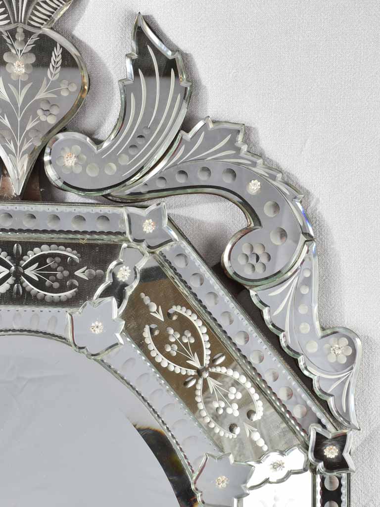 1950s octagonal crested Venetian mirror 44"