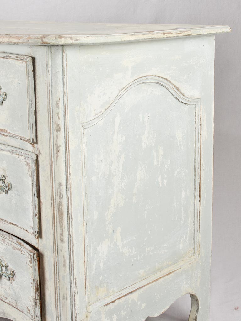Regional 3 drawer commode, 19th century, distressed pale blue patina 47¾""