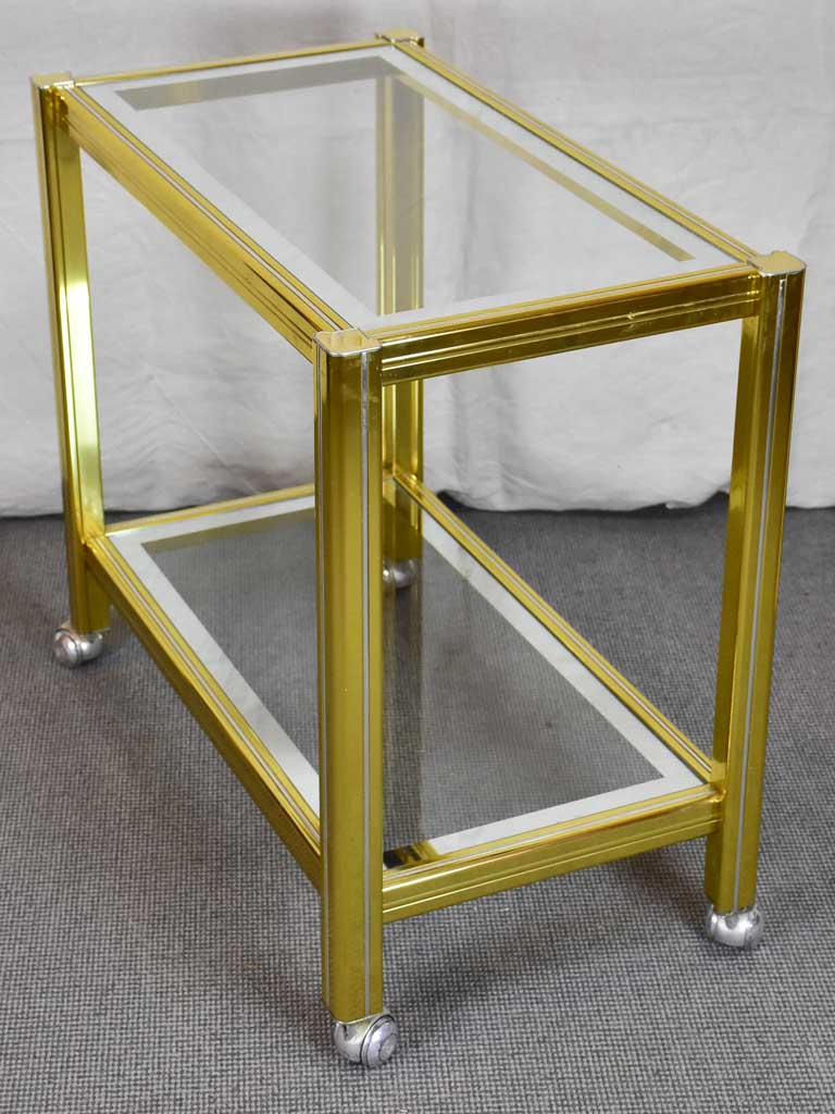 Tall mid century side console table on wheels