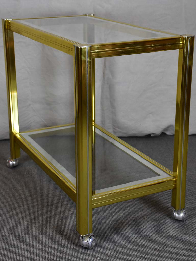 Tall mid century side console table on wheels