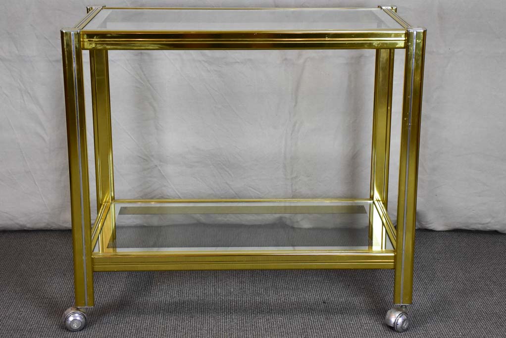 Tall mid century side console table on wheels