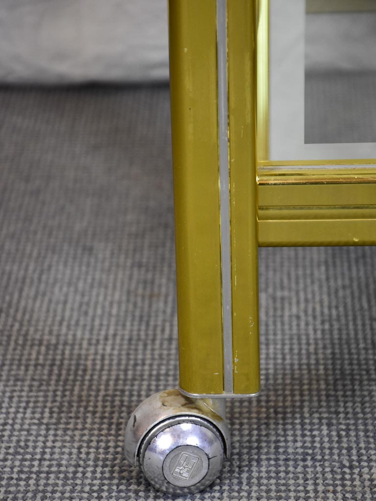 Tall mid century side console table on wheels