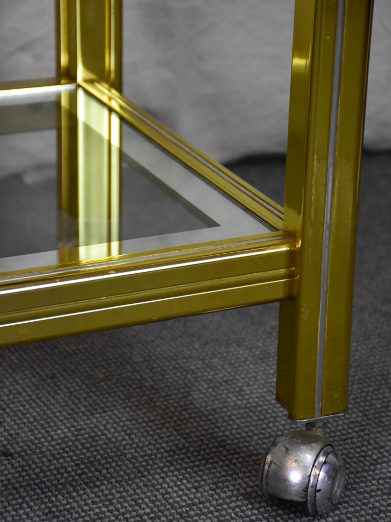 Tall mid century side console table on wheels