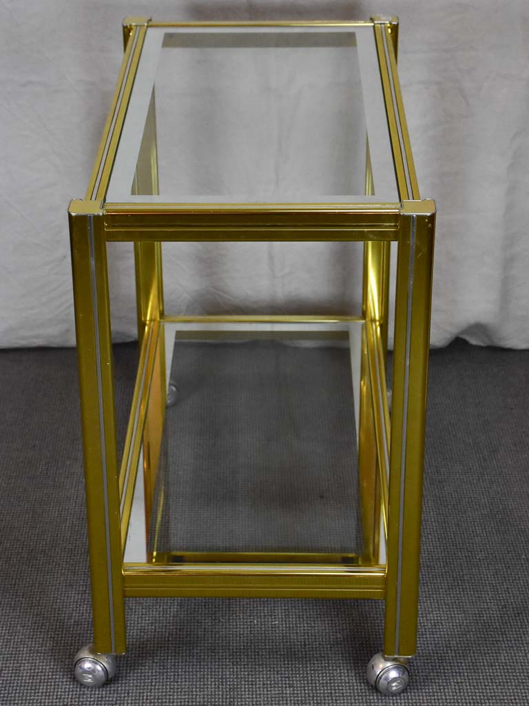 Tall mid century side console table on wheels