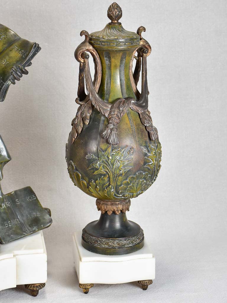 Napoleon III mantle clock with matching ornamental urns