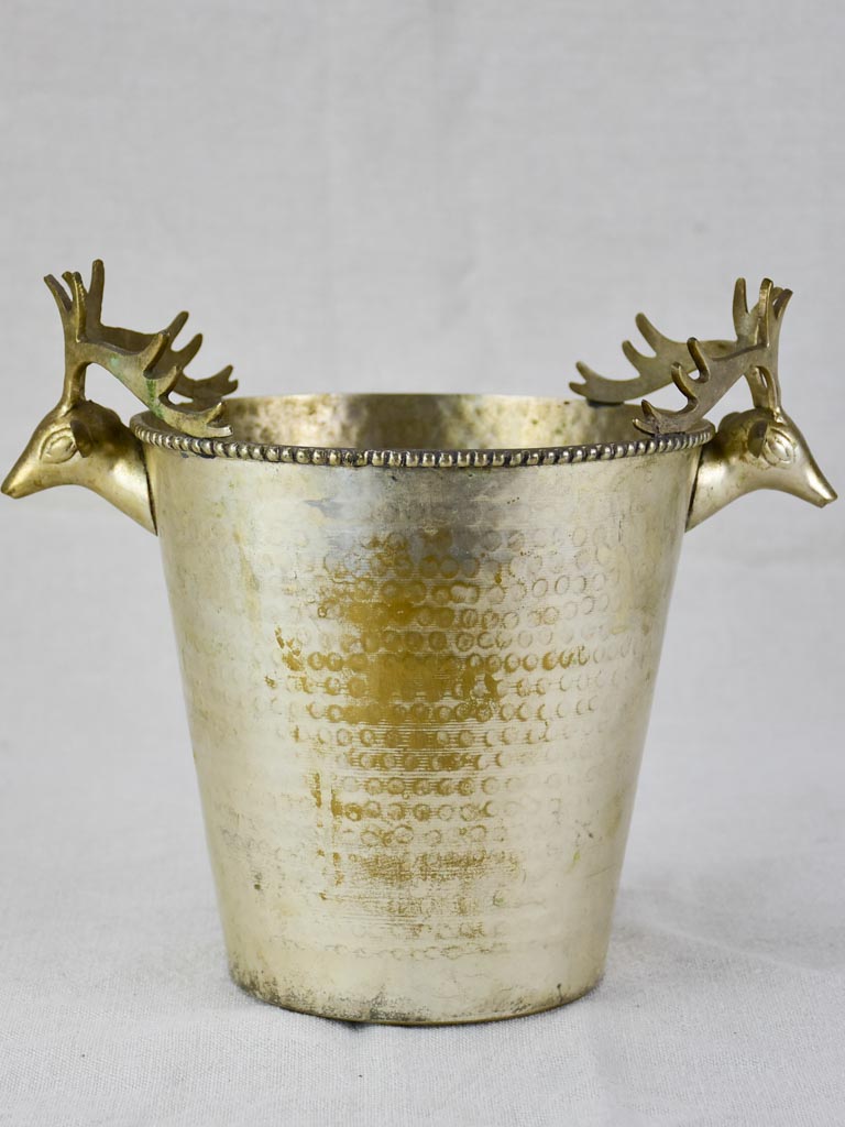 Mid century French ice bucket with moose head handles