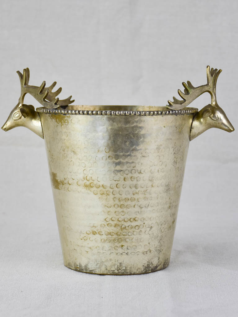 Mid century French ice bucket with moose head handles