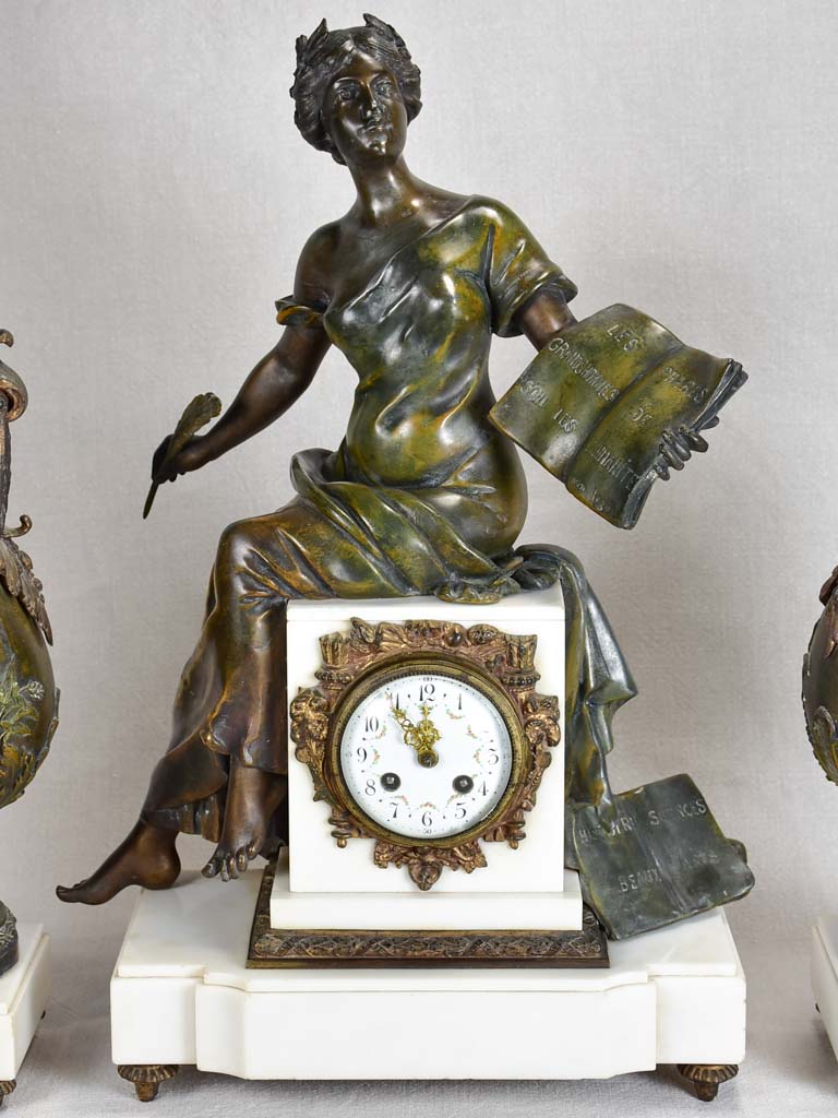 Napoleon III mantle clock with matching ornamental urns